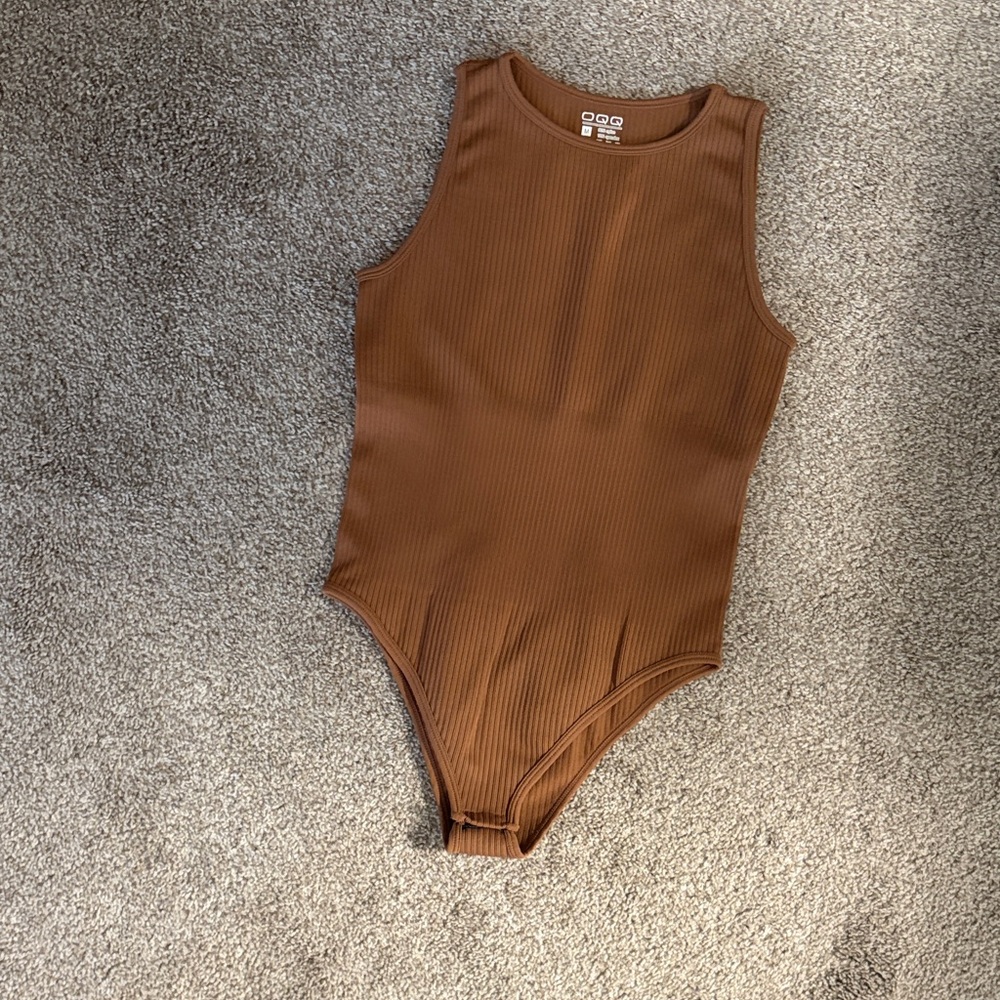 Stylish Brown Ribbed Bodysuit
